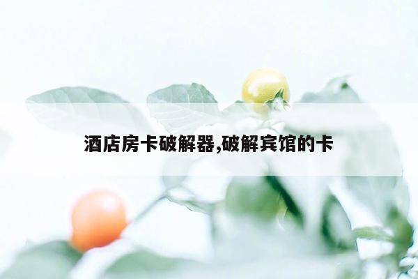 酒店房卡破解器,破解宾馆的卡