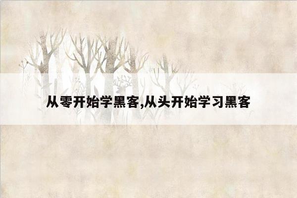 从零开始学黑客,从头开始学习黑客